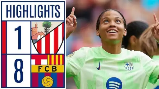 Two goals for mom, one stunning goal from Patri. Barcelona crushed Athletic Bilbao. 8:1